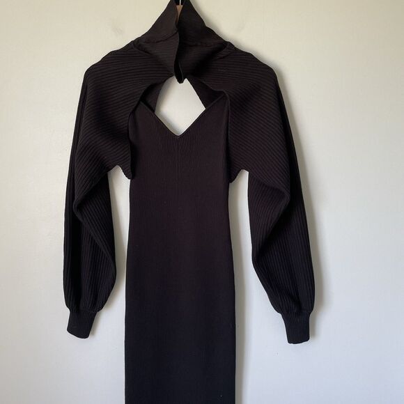 Astr Dresses & Skirts - ASTR The Label Jodie Cutout Long Sleeve Knit Sweater Dress Ribbed Black Size Med